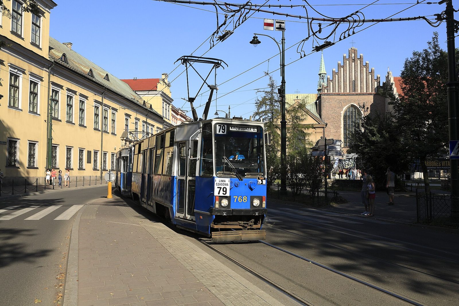 A tram on Franciszkańska Street in Kraków