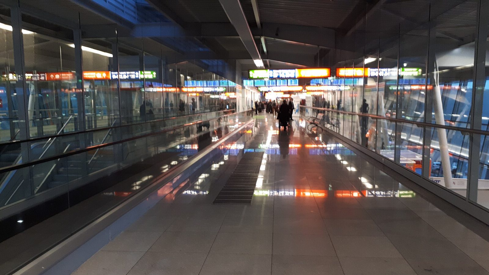Walkway inside Warsaw Chopin Airport